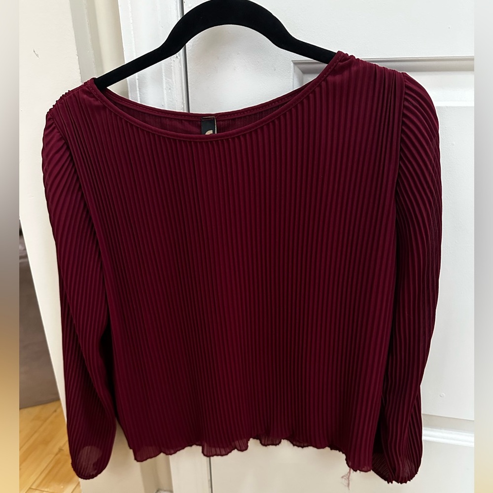 Burgundi Pleated Blouse Made in Italy one size